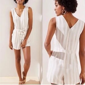 LOFT White Striped Sleeveless Dress